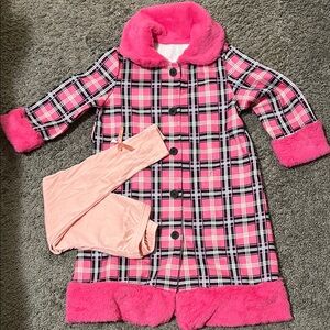 Plaid Pink Kids Robe and Leggings Set